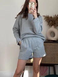 Casual sweater shorts suit women's fashion two-piece set 2024 spring and summer new