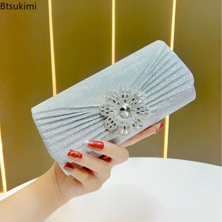 New Women Dinner Handbag Luxury Wedding Party Shining Evening Bag Wallet Ladies Dress Silver Crossbody Bags Female Travel Clutch