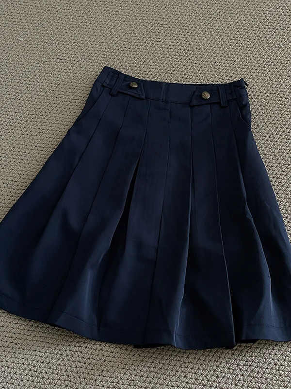 

Wedbleser темперамент милая крутая ретро темная плиссированная новинка лета 2025 г., женская полунишевая юбка трапециевидной формы с высокой талией для девочек