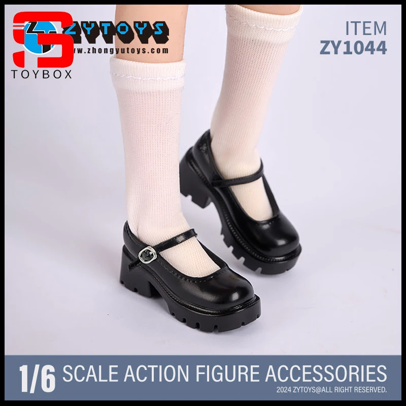 In Stock ZYTOYS ZY1044 1/6 School Girl Black Leather Shoes JK Uniform Shoes Model Fit 12'' Female Soldier Action Figure Body