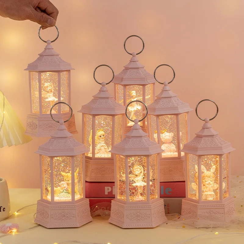 Cross-border new cartoon night light, snow-themed wind chime, music box, crystal eight-tone music box, Valentine's Day gift, bir