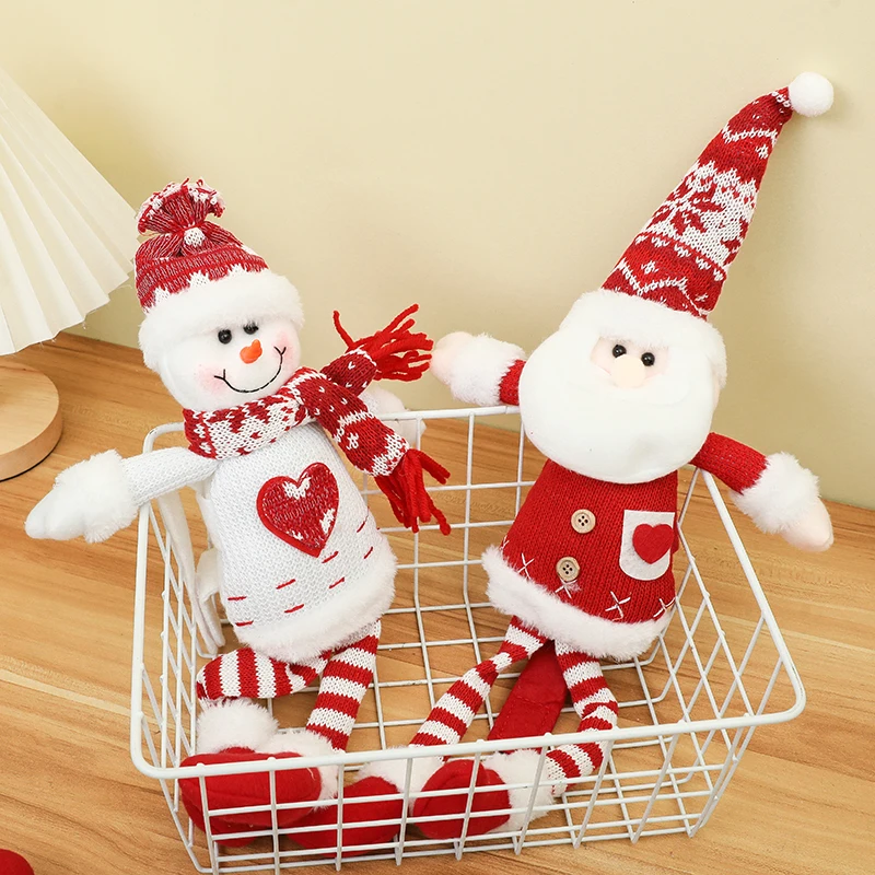 Christmas New Knitted Long-legged Doll Curtains Buckle Santa Claus EIK Curtain Tieback Curtain Hook Clips New Year Home Dressing