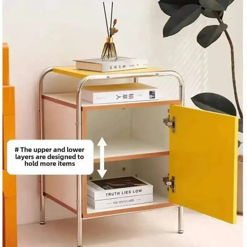 

High-end Dopamine Nightstands for Apartments European Metal Small Storage Cabinet Light Luxury Decoration Bedside Table for Cafe