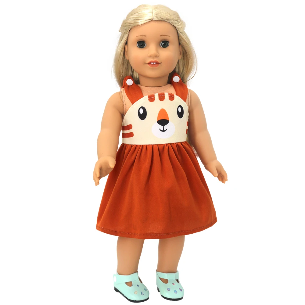 18 Inch Doll Tiger Print Suspender Dress, Polyester Casual O