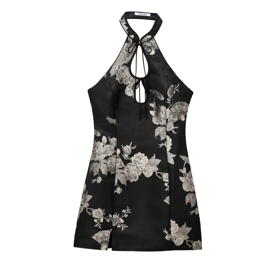 Vestido feminino pop para o inverno, novo, sexy, estilo chinês, cetim, tecido jacquard, fino, curto, estilo cheongfrok, mini vestido de festa