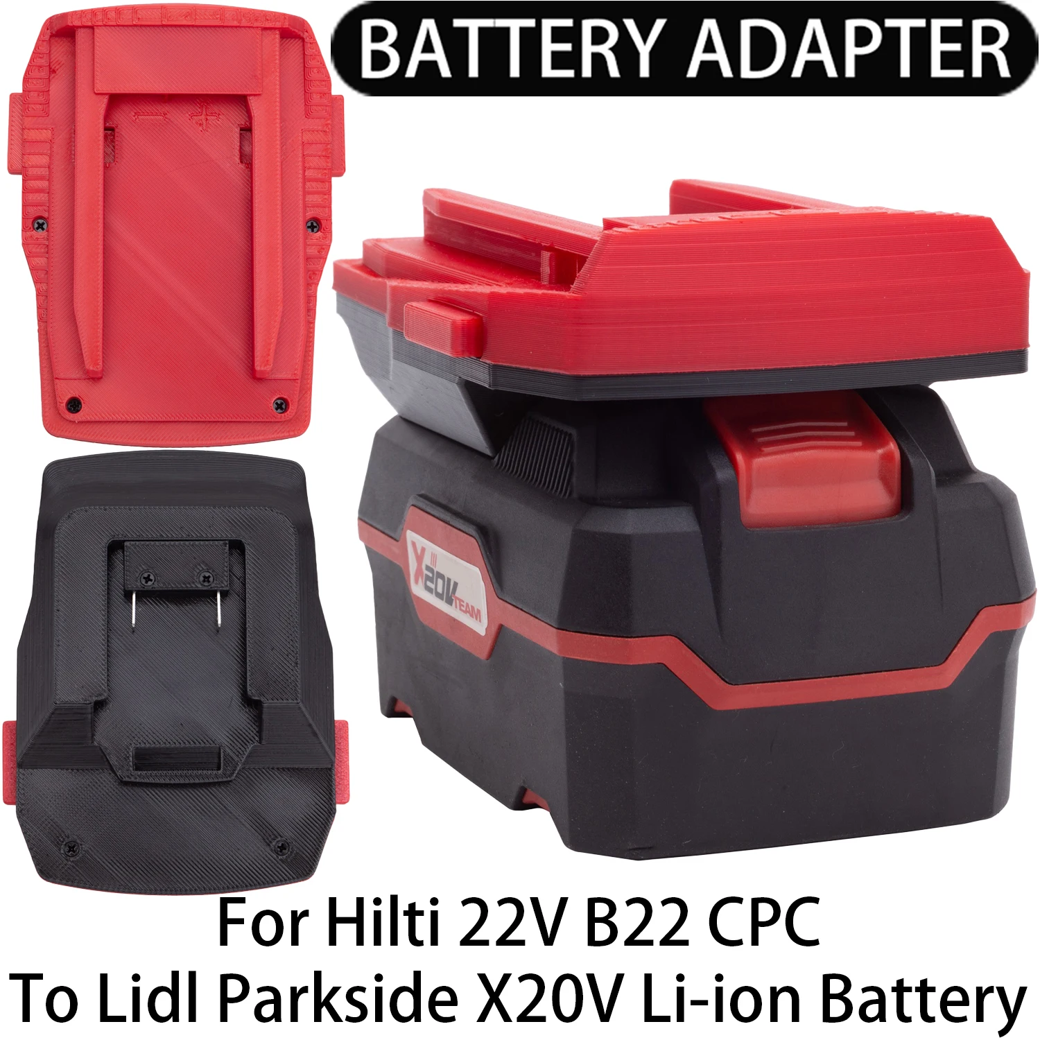

Адаптер-конвертер для инструментов Hilti 22V B22 CPC Li-ion, совместимый с аккумуляторами Lidl Parkside X20V Li-ion, аксессуар для электроинструментов