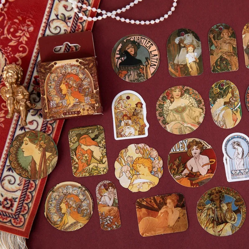 46pcs/box Retro Artistic Stationery Stickers Sealing Label Travel Sticker Handmade Scrapbooking Diary Planner Albums Decoration