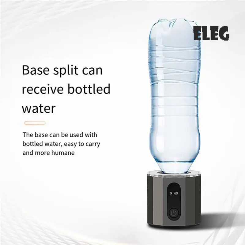 ELEG-PEM Electrolysis Hydrogen Generator 8000PPB Display Portable Rechargeable Hydrogen Water Bottle Easy Install Black