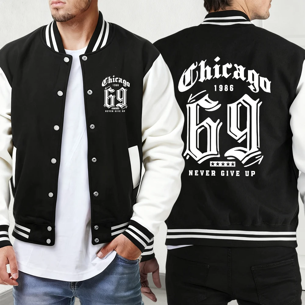 

Los Angeles Letter Print Men'S Autumn Jackets Loose High Street Baseball Uniform Sport Pocket Veste Vintage Casual Menswear