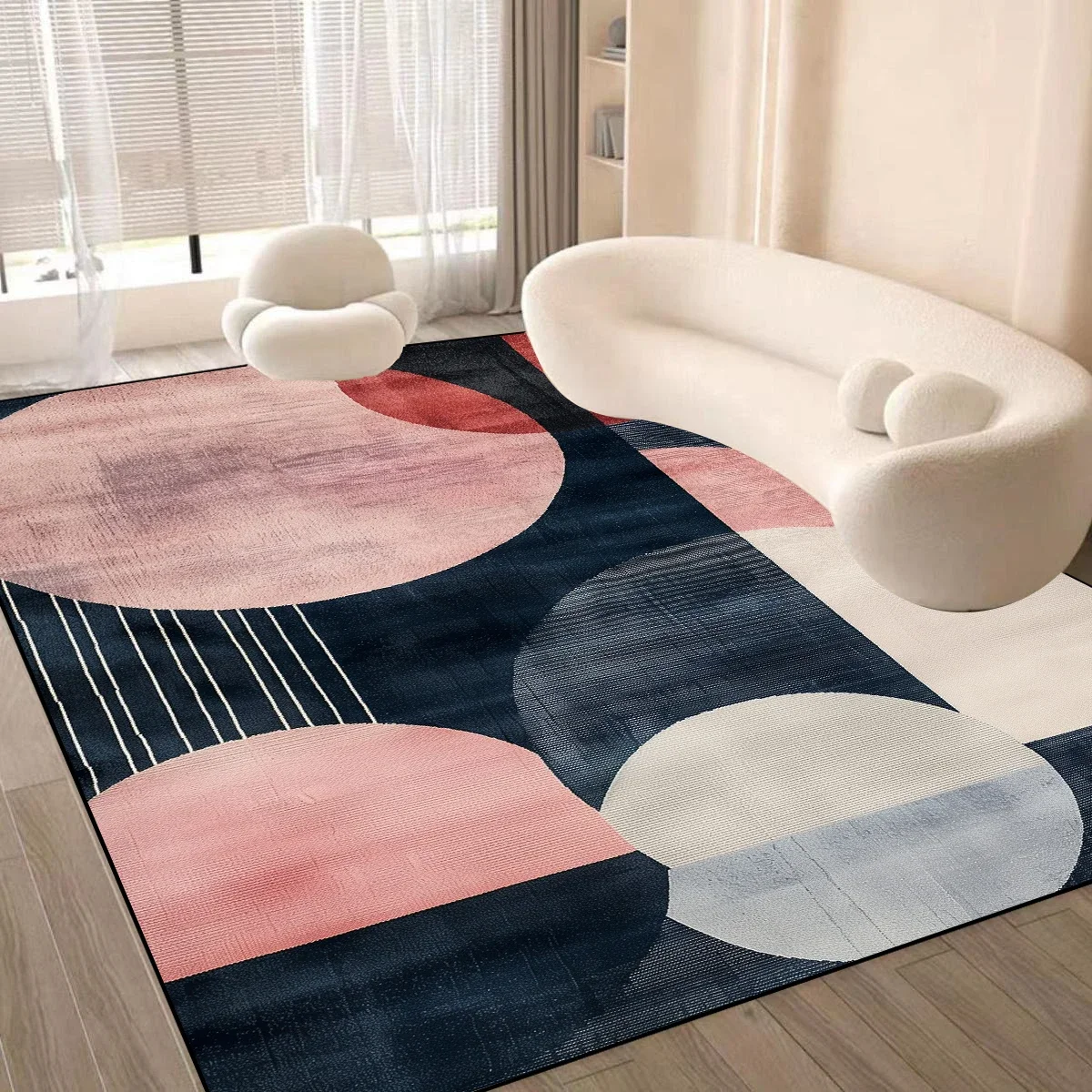 

Nordic Pink Geometric Area Rug Non-Slip Luxury Carpet for Living Room Sofa Bedroom Floor Mat Modern Home Decor