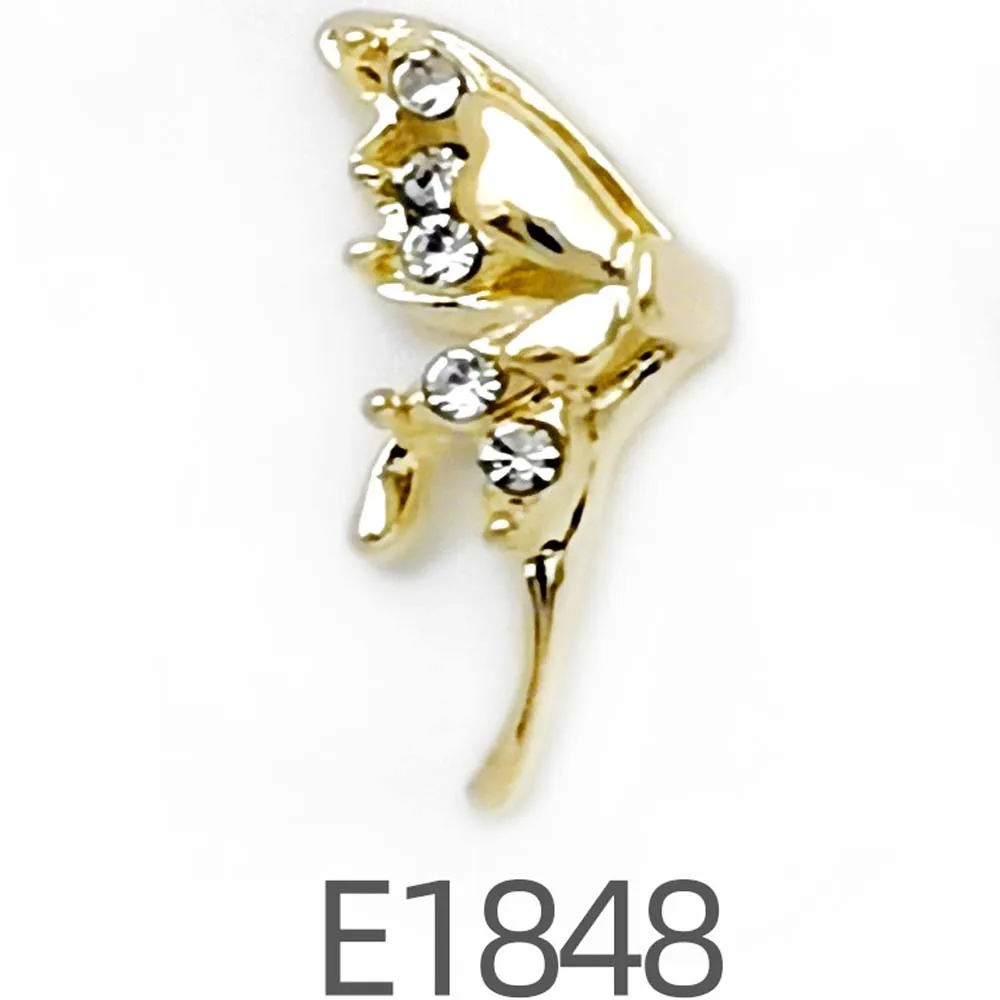 10Pcs Alloy Butterfly Wings Nail Parts Metal Half Butterfly Nail Art Charms Gold/Silver Hollow 3D Diamond Crystals Decorations