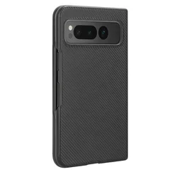 Luxury Fold Carbon Fiber Slim PU Leather and PC Back Cover For Google Pixel Fold 7.6 inch Fall prevention Solid color Phone Case