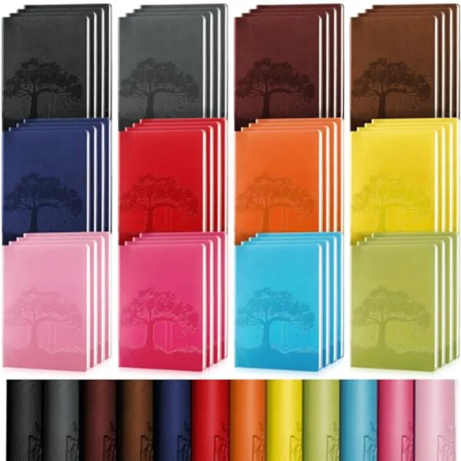 

48 Pcs Pu Leather Journals Notebook Bulk Colorful Tree Life Lined Journal Notebook Soft Pu Leather Cover Ruled Writing Notebook