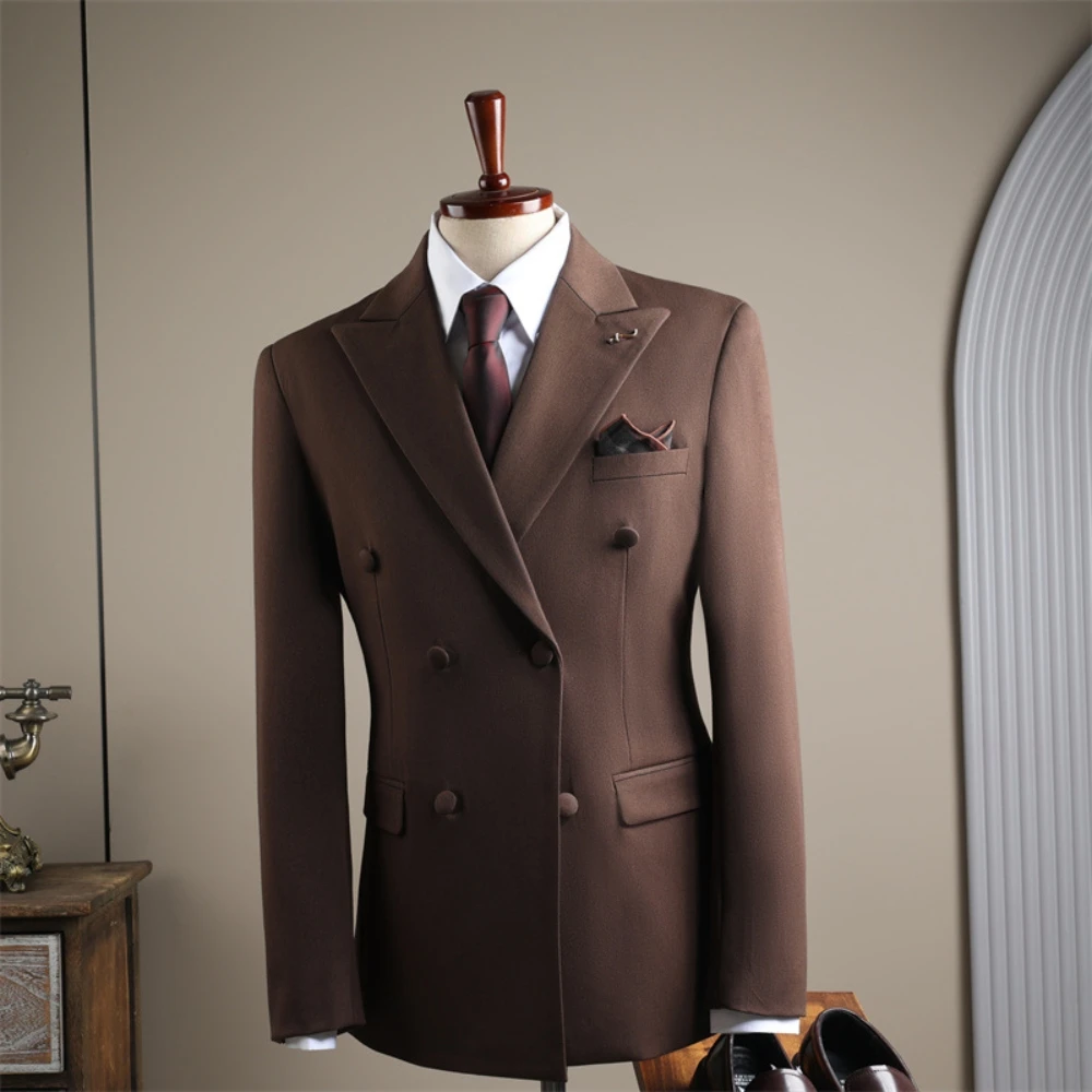 Modern Peak Lapel Men's Suit Casual Jacket For Date Party Fast Shipping Four Seasons Groom Wear Classic Wool Fabric Tuxedo