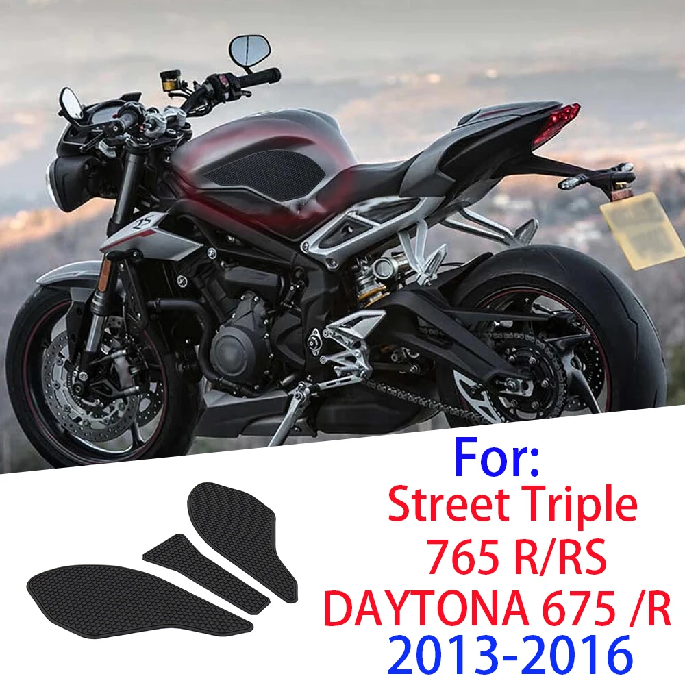 New Motorcycle For DAYTONA 675 /R Street Triple 765 R/RS 2013 - 2020 Anti-slip Tank Pads Sticker Side Gas Knee Grip Traction Pad