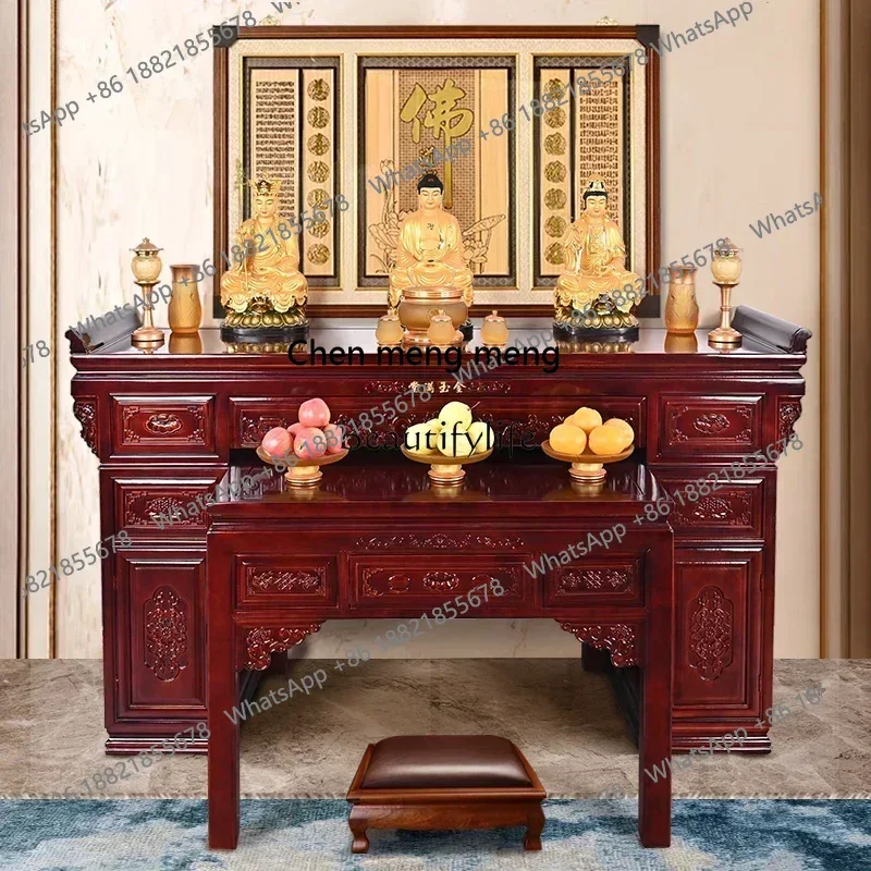 z183   Manchurian Ash Solid Wood Buddha Shrine Altar Incense Burner Table New Chinese Style Central Hall Buddha Table