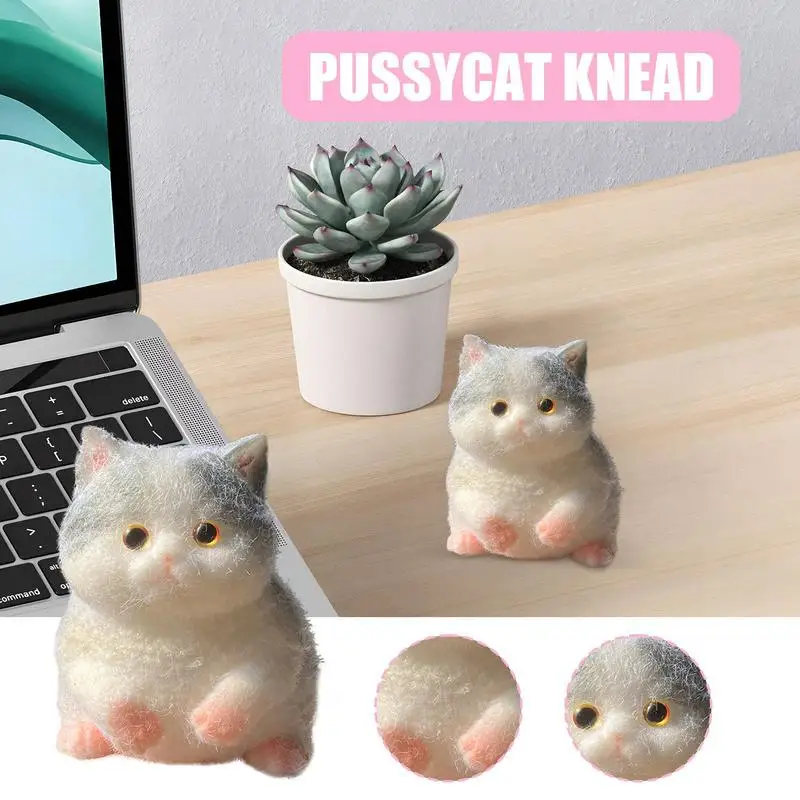 Stress Toy Cat For Kids Cute Cat-Shape Fidget Ball Mochi Animal Pinch Family Fun Game Relief Sensory Toys For Kids Girls Boys