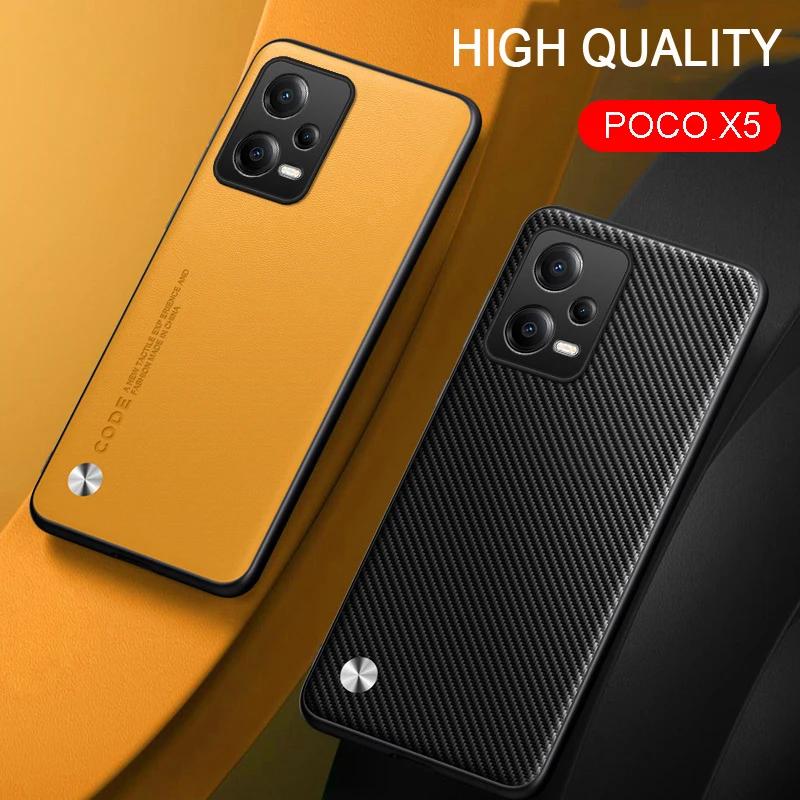 

For Poco X5 Plain Skin Leather Case Cover For Poco M5 M4 Pro 4G/Poco X5 Pro X4 Pro 5G Skin Soft Frame Camera Protect Fundas