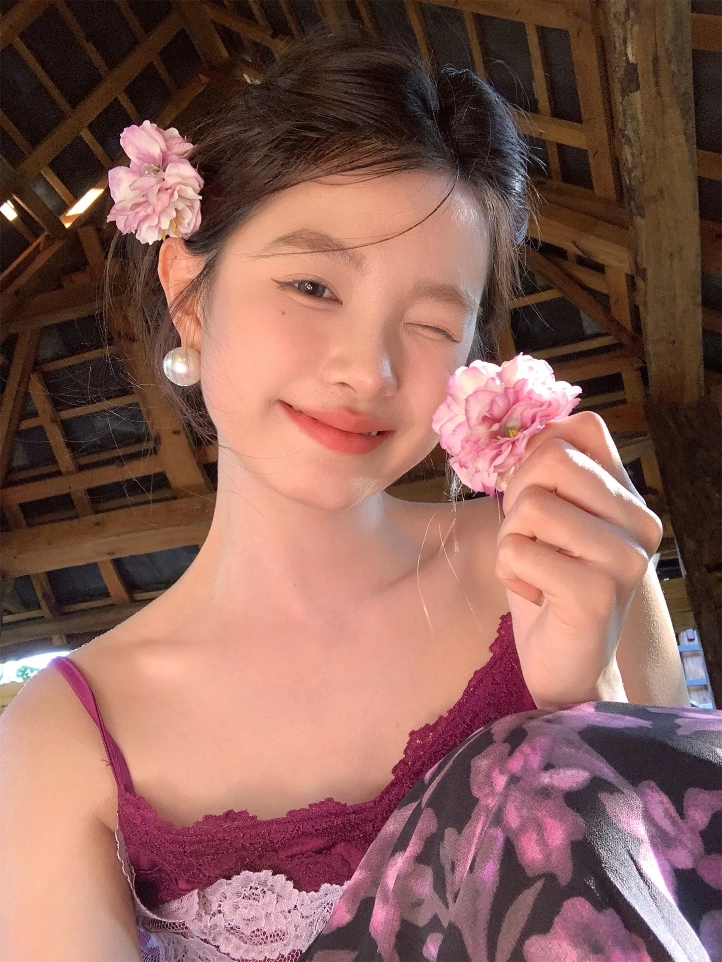 Chinese Style Lucky Fortune Flower Mini Hair Claw Clips For Women Spring Summer Side Bangs Accessories Peach Pink Wine Red White
