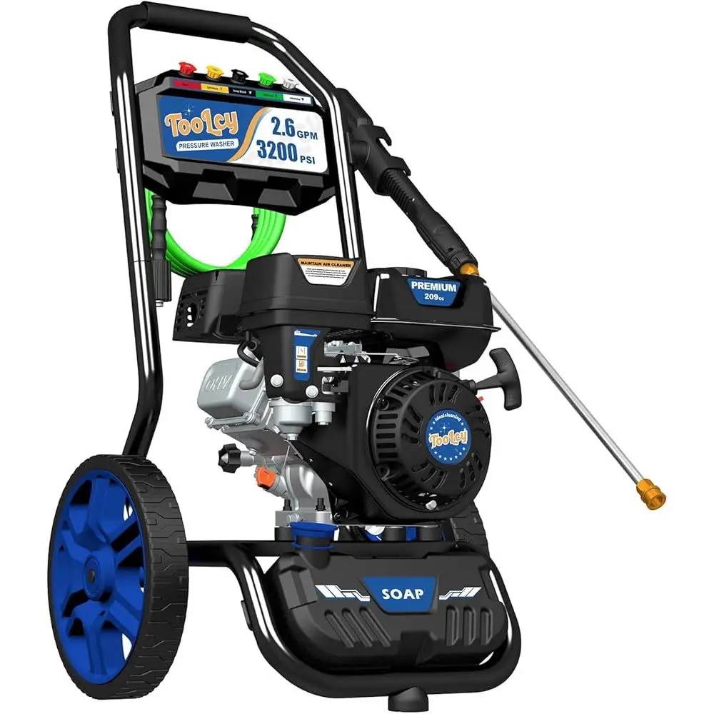 Gas Pressure Washer 3200 PSI 26 GPM 209cc Engine 35FT Hose 5 Nozzles Swivel Spray Gun Heavy Duty Efficient Cleaning