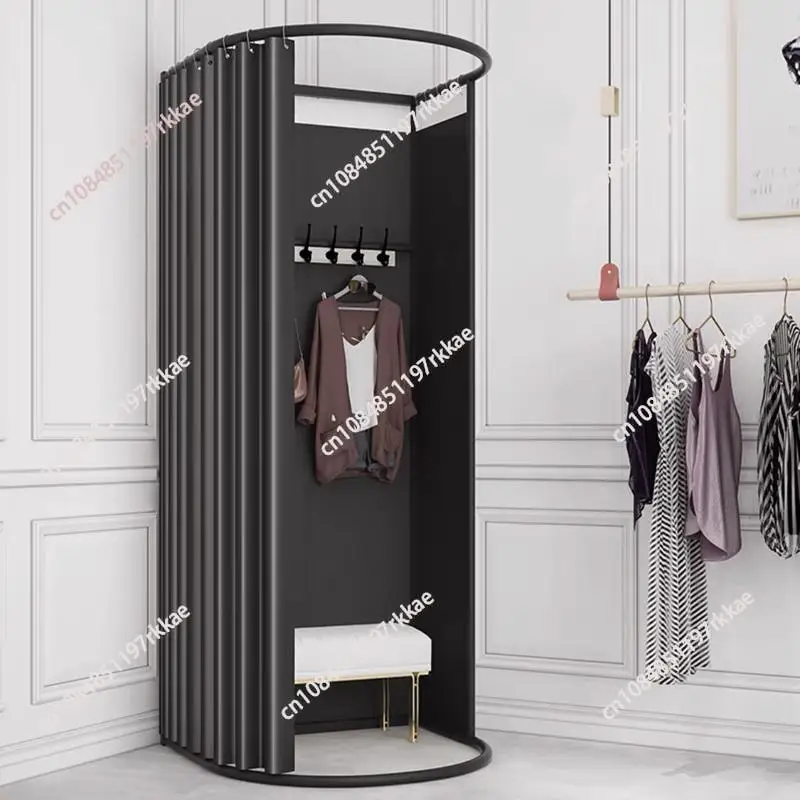 

Modern Minimalist Metal Storage Rack Clothing Store Locker Room Movable Temporary Fitting Room No Stool