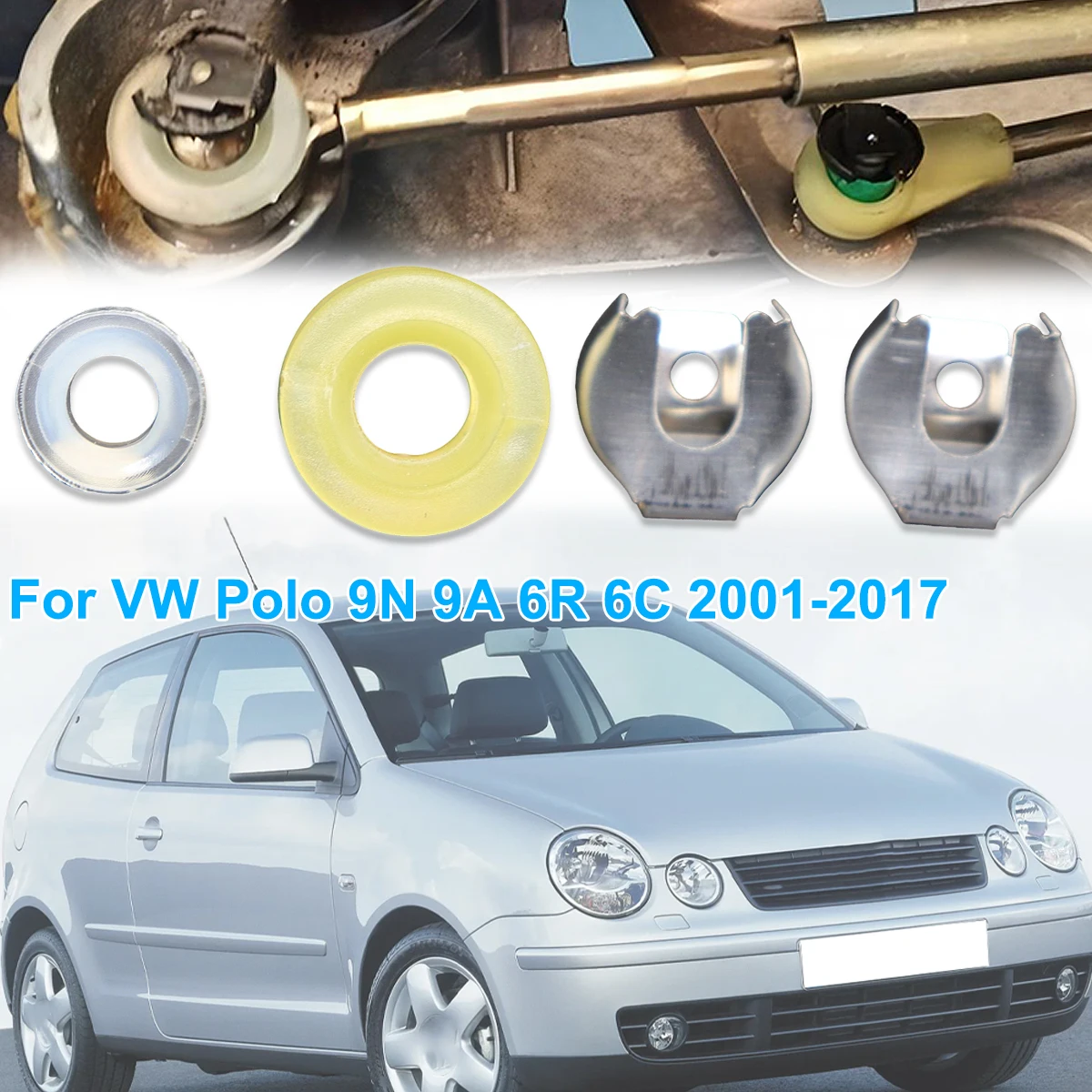 4Pcs Manual Gearshift Cable Control Bushing Lock Washer End Rod Repair Kit Lever Linkage Fix For VW Polo 9N 9A 6R 6C 2001-2017