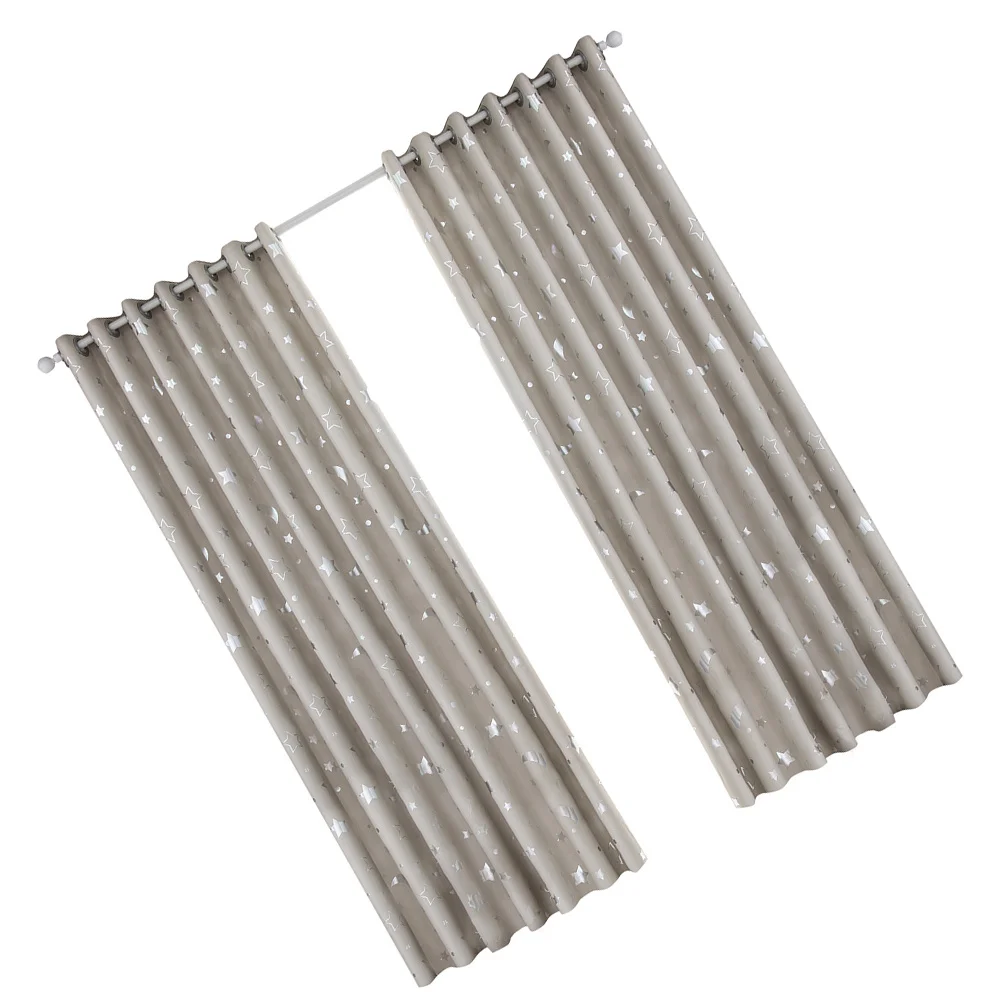

1Pcs Simple Fashion Silver Stars Moon Blackout Heat Insulation Curtain 100x130cm Beige Soft Silky Smooth Skin-Friendly Thermal