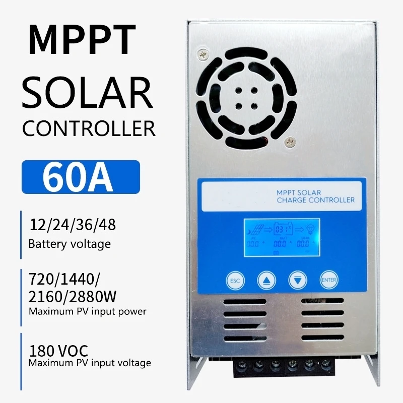 

MPPT Solar Charge Controller 12V 24V 36V 48V 60A Solar System Regulator For Lithium/Lead Acid/Sealed/Flooed/Gel Batteries