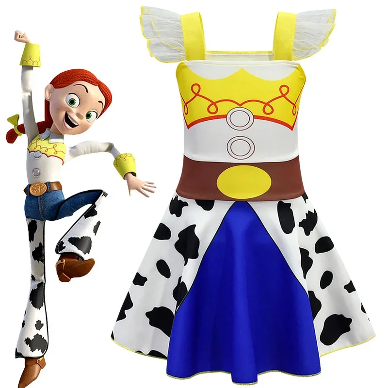 Halloween Toy Story 4 Girl Jessie Dress Cartoon 3D Printed Clothes Baby Cowgirl Costume Child Cosplay Buzz Lightyear Fancy Dress