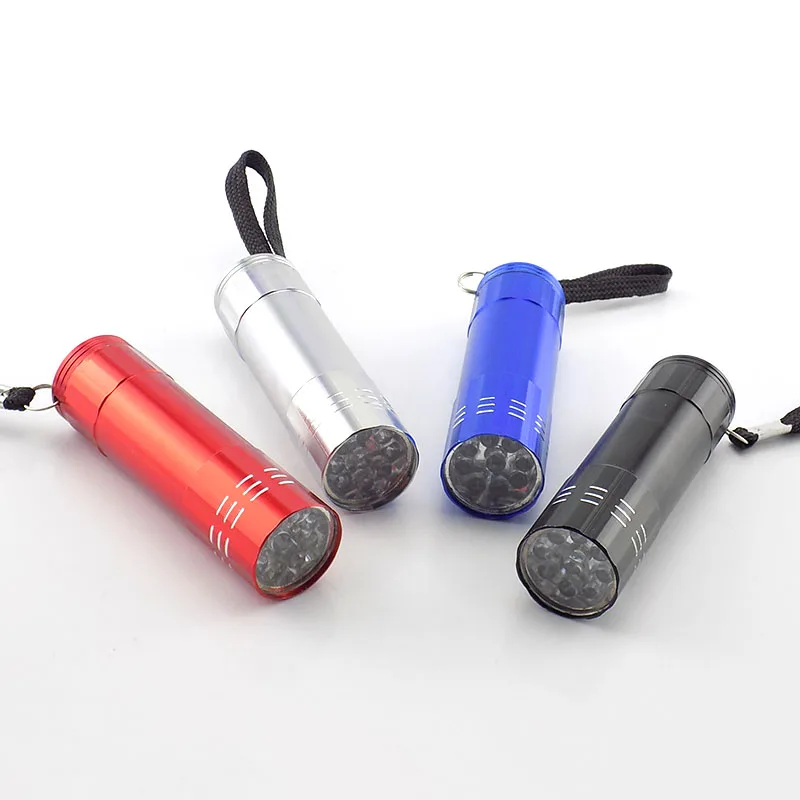 Mini Protable 9 LED Flashlight Light Torch Light Lamp for Outdoor Camping Hiking White Light