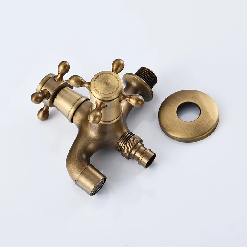 High Quality Total Brass  Brushed Double Using Washing Machine Faucet Bathroom Corner Faucet Tap Garden Outdoor Tap