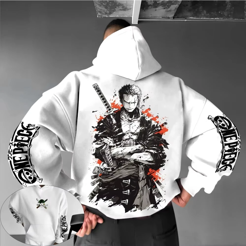 ONE PIECE Sudadera con capucha para hombre, suéter Roronoa Zoro, Anime japonés, primavera y otoño, ropa de manga larga para padres e hijos