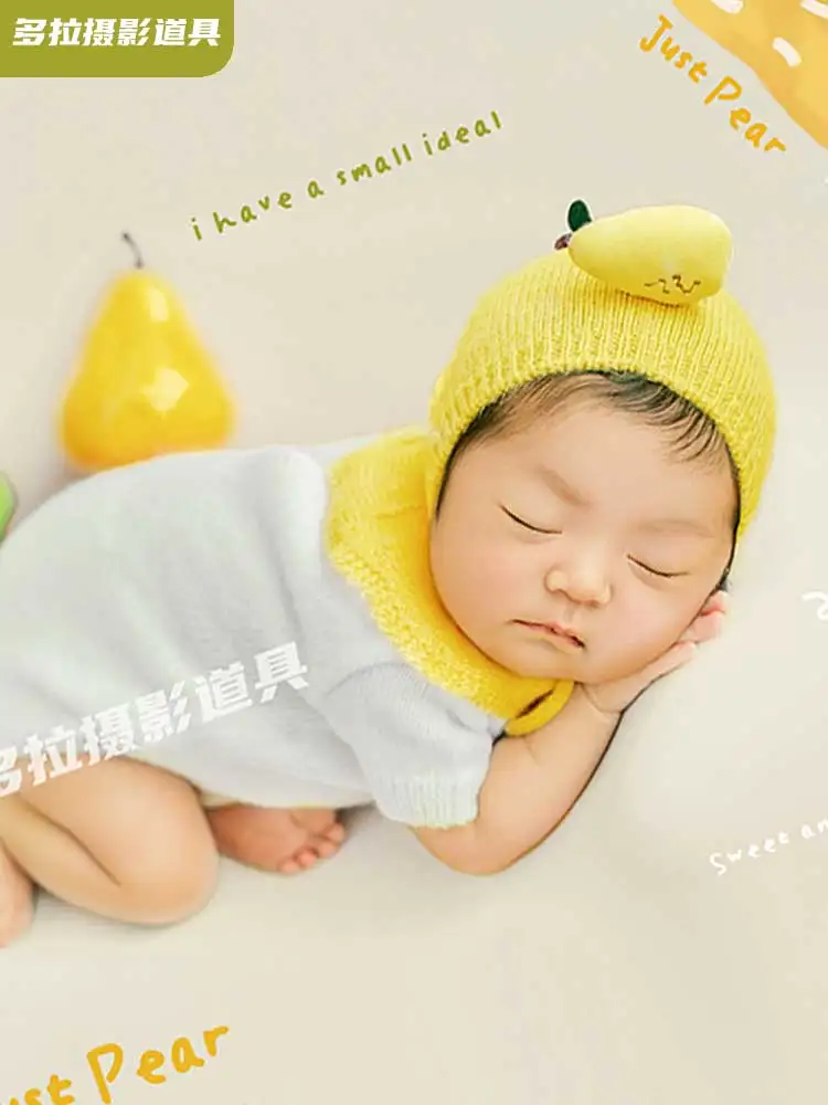 Orange peel photography prop, newborn photo with a pear theme baby baby hundred day photo baby photography  disfraz bebes