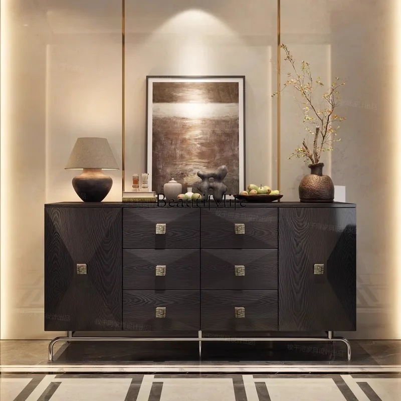 

35Italian retro dining side cabinet villa modern light luxury living room partition storage medium ancient French entrance cabin