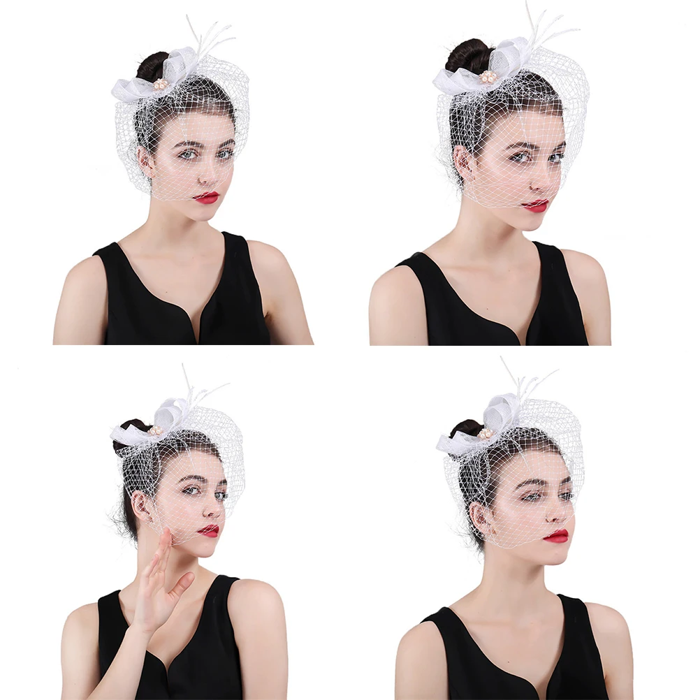 

1pc Bridal Mesh Headdress Wedding Party Hair Decoration Elegant Veil Hat Premium Material Comfortable Non Slip Photo Prop