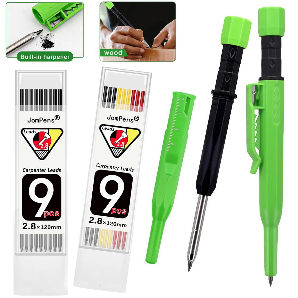 

Professional 2.8mm Deep Hole Carpenter Mechanical Pencil or Refill Lead, Plastic Pen Cap, for Architect Woodworking Marking Tool