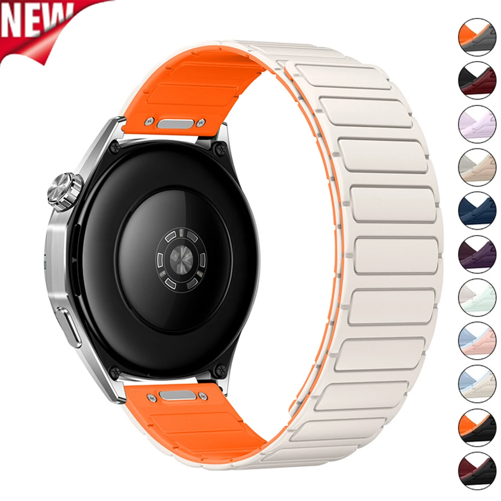 18/22MM Two Tone Silicone Band for Huawei Watch GT 7/6/5/4/Pro 46MM Sport Magnetic  Strap for Huawei Watch GT 5/6 41mm Bracelet