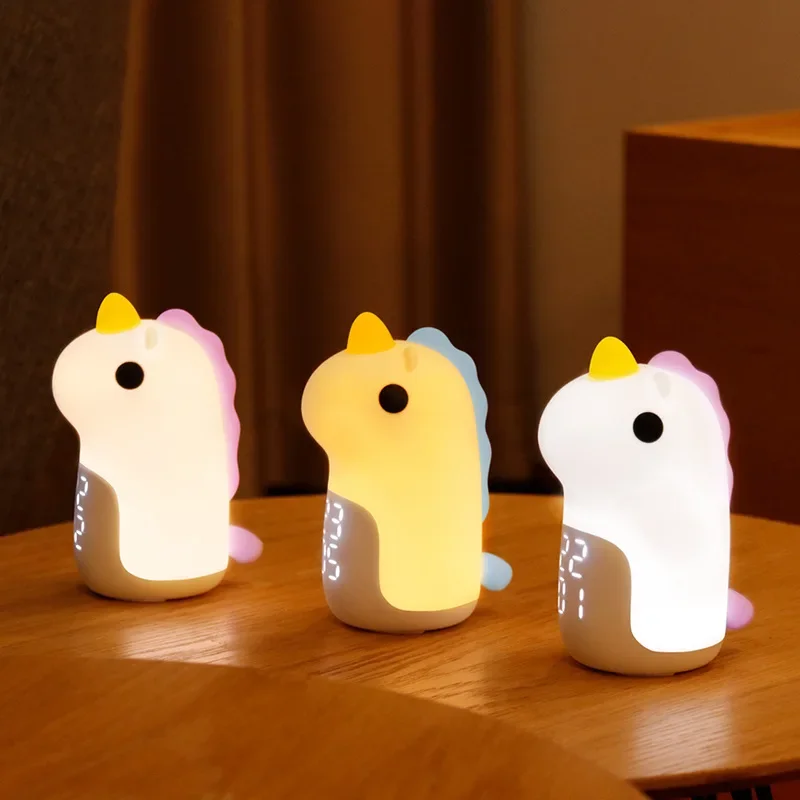 Sveglia unicorno luce notturna integrata sveglia elettronica intelligente per bambini orologio lampada regalo, piccola luce notturna