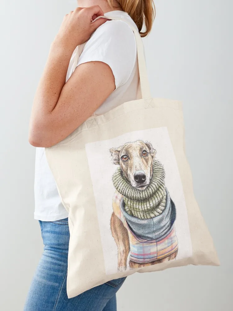 

Galgo Greyhound all wrapped up for winter. Tote Bag large tote bag Cloth bags Women's shopper Women's handbag