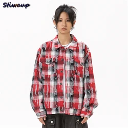 Elegant Woman Coat Red Plaid New in Outerwears Wool Coats and Mixtures Plus Size Women's Clothing Youthful Woman Outdoor Clothes