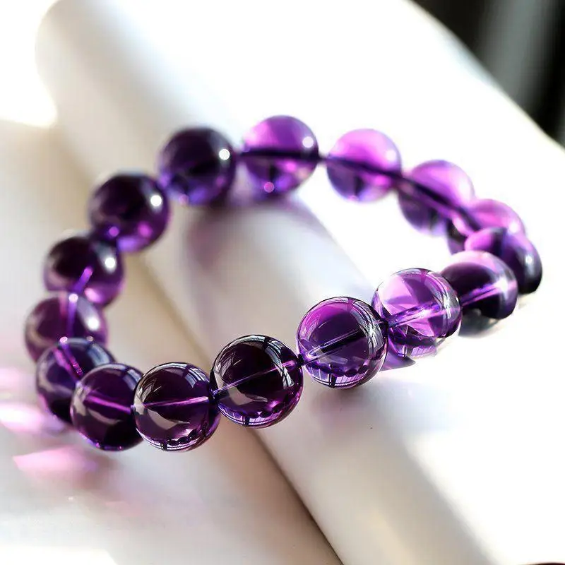 7A grade natural bracelet women, genuine Uruguayan amethyst beads, wholesale for best friends and couples
