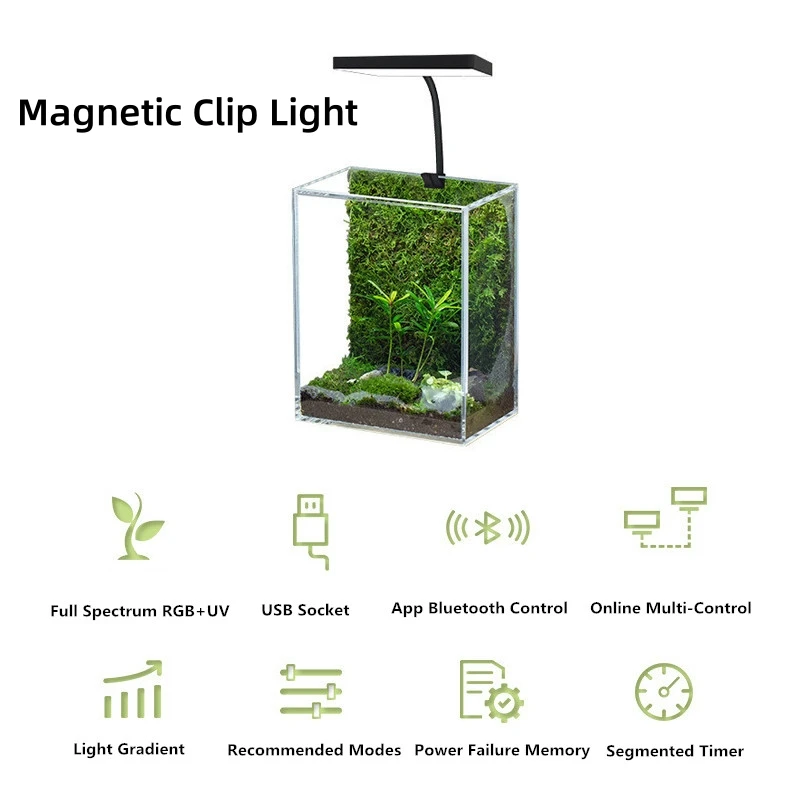 USB Aquarium Magnetic Clip Light Plant Grow Full Spectrum LED Ecology Microlandscape Light Nano Aquarium Fish Tank Light