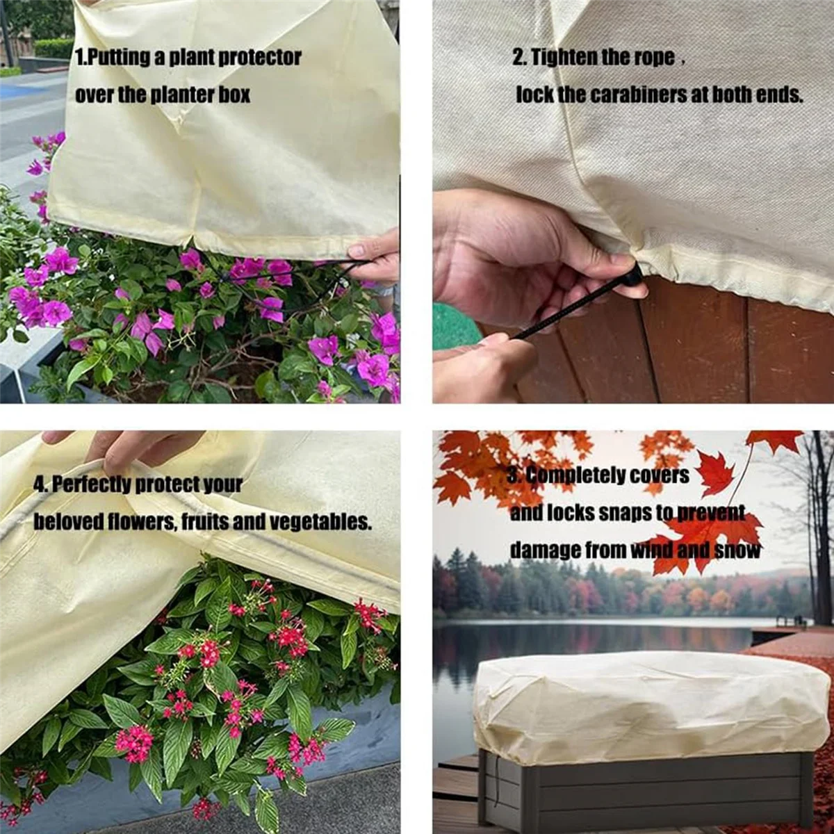 Rectangular Planter Box Protector Protects Plants in Balcony, Windowsill and Patio Planter Boxes From Frost, Wind 2Pcs