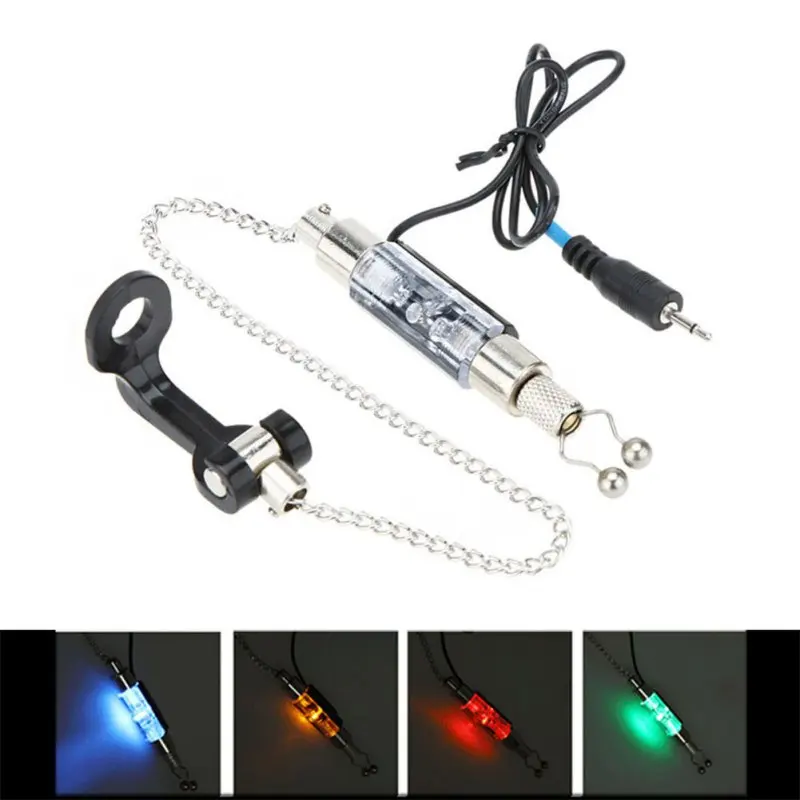 Swinger-indicador LED para pesca de carpa, colgador de cadena con alarma, Clip de plástico ajustable sin abrasión para aparejos de sedal