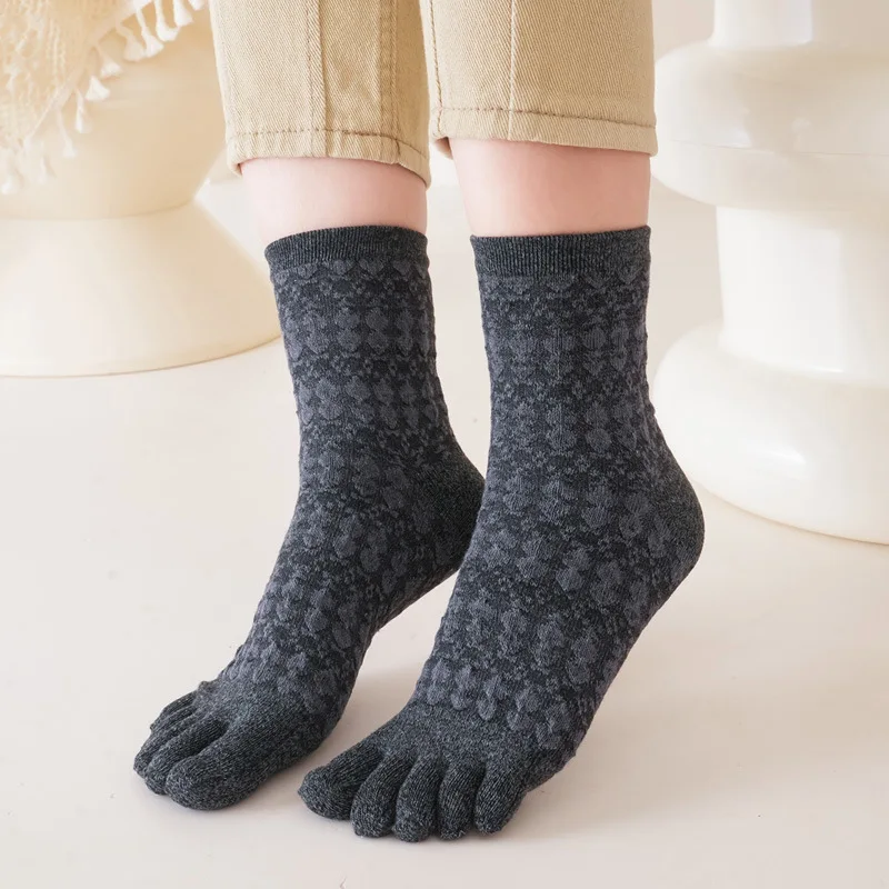 5 Pairs New Style Thick Cotton Five Finger Socks for Women Lady Autumn Winter Warm Toe Socks Harajuku Retro Fashion Female Sock