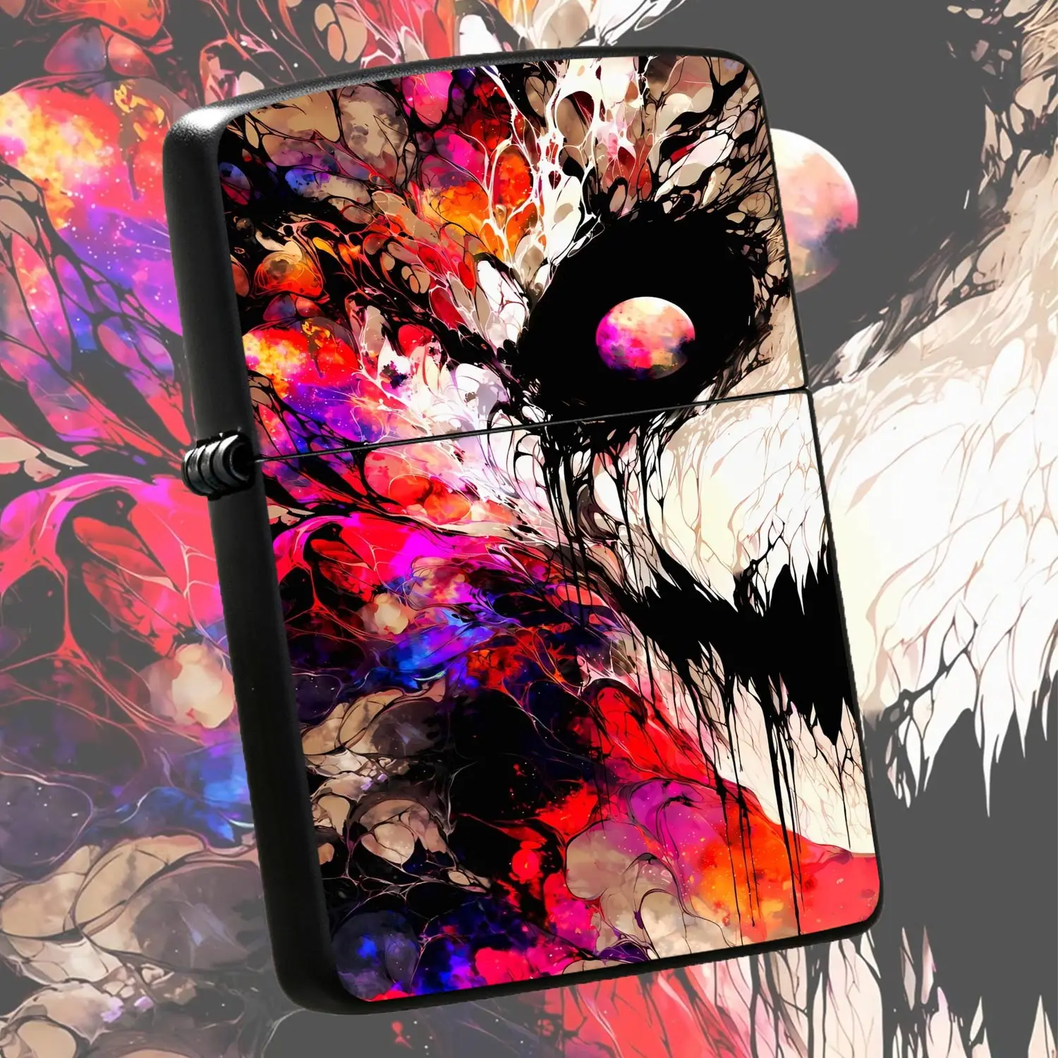 Abstract Surreal Fluid Art Lighter, Vibrant Neon Colorful Surreal Eye Pattern, Stylish Portable Ignition Tool for Daily Use, Unique Artistic Decorative Item, Ideal Creative Practical Gift for Var A Humorous And Interesting Lighter