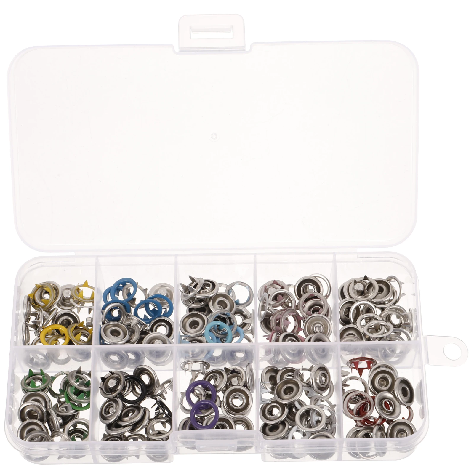 

100 Sets Snap Buttons Kit Stainless Steel Clothes Fastener No Sew Mixed Colors Easy Install Metal Snaps Diy Shirt Romper