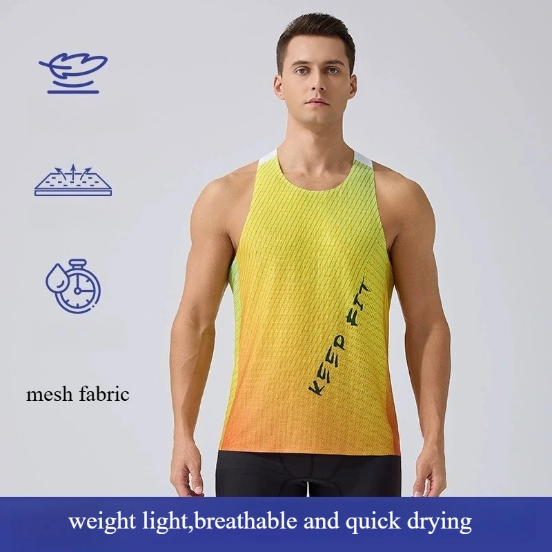 Outdoor Fitness Training Sports T-shirts for Men Gym Sportswear Quick-drying Singlet Men's Sleeveless Marathon Running Tank Top