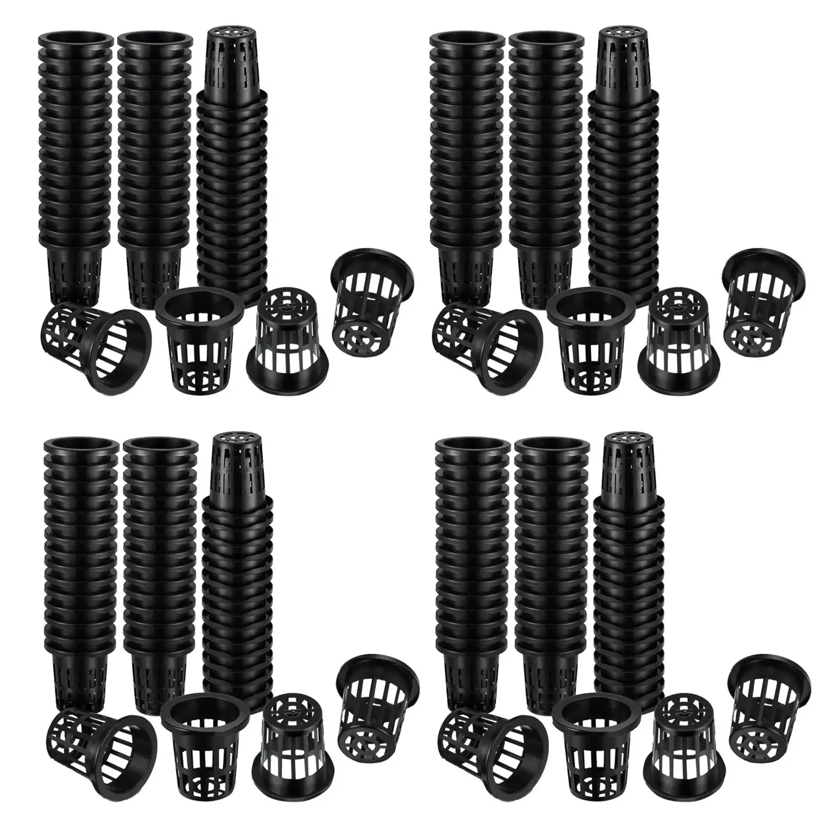 BAAG-400 Pack 1.77 Inch Net Cups Slotted Mesh Wide Lip Filter Plant Net Pot Bucket Basket For Hydroponics Aquaponics Orchids