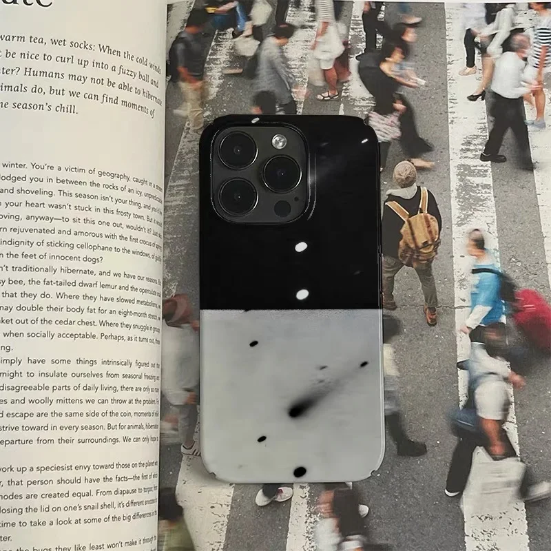 أسود رمادي نصف وصمة عار الإبداعية الكتابة على الجدران جراب هاتف آيفون 17Air 16E 15 بروماكس 14 زائد 13 12 MINI 11 XR XS غطاء هاتف أكريليك